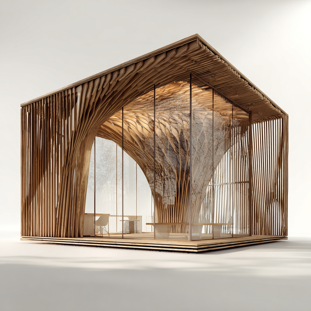 Pavillon mit skulpturaler Dachkonstruktion