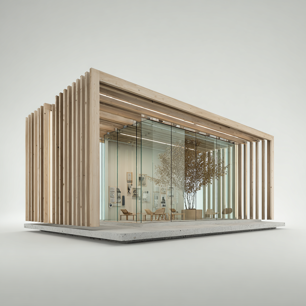 Minimalistischer Holzpavillon